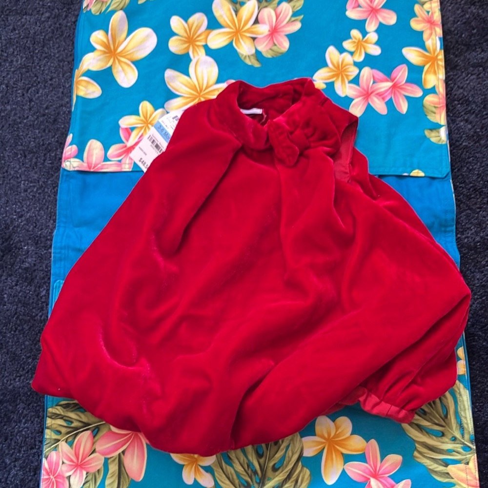 NWT Vibrant Red Velvet top/dress for babies 3-6 months. Only 1 of 2 pieces.